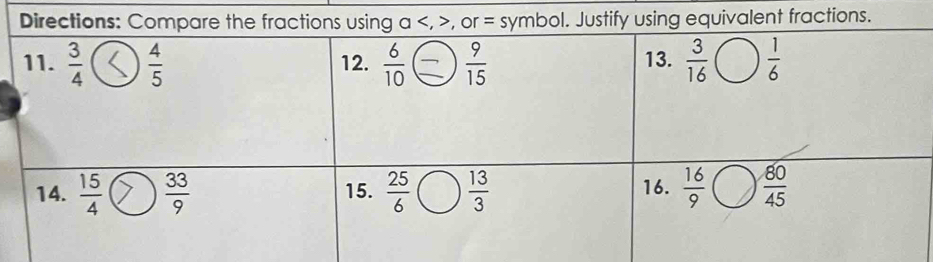 equivalent fractions.