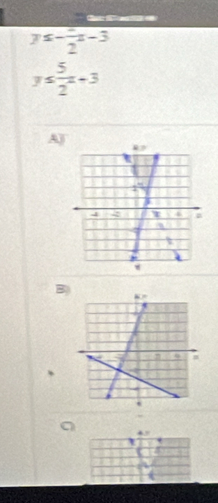 overline 7^(≤ -frac -)2x-3
y≤  5/2 x+3
A)
8
4?