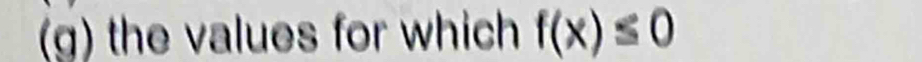 the values for which f(x)≤ 0