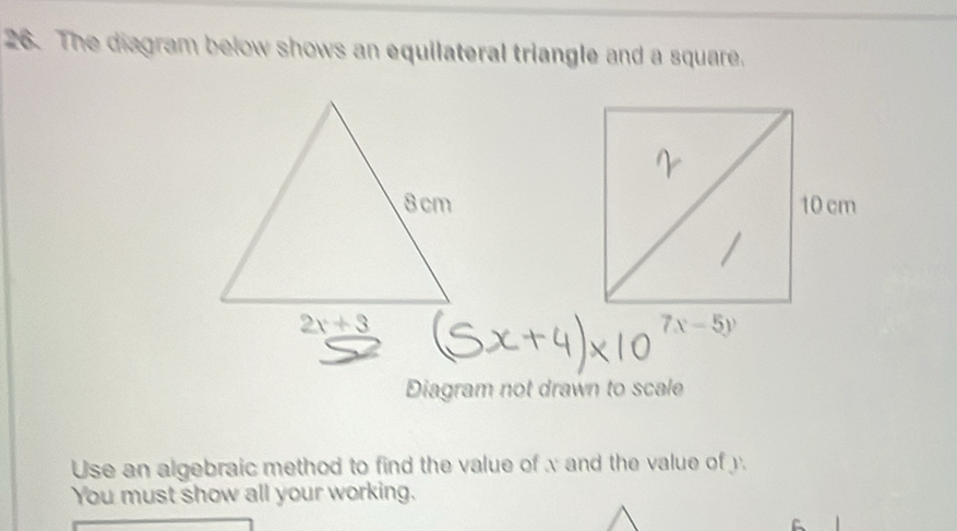 Solved: The diagram below shows an equilateral triangle and a square ...
