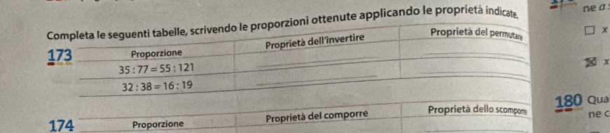 enute applicando le proprietà indicate ne a
x
80 Qua
174 Proporzione  Proprietà del comporre Proprietã dello scompon ne c