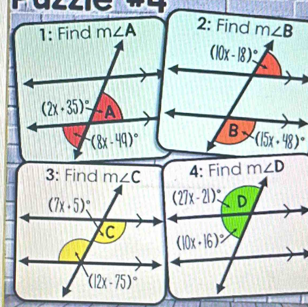 2: Find
1: Find m∠ A m∠ B
m∠ D