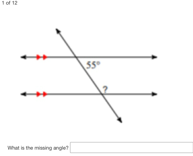 of 12
What is the missing angle? □