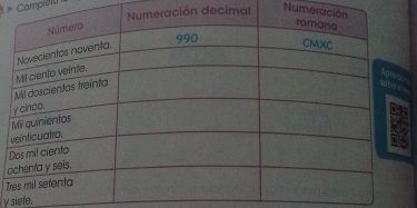 Compicia 
n decimal Numer 
o 
T 
y siete.