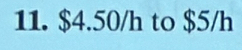 $4.50/h to $5/h