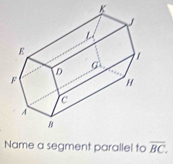 Name a segment parallel to overline BC.