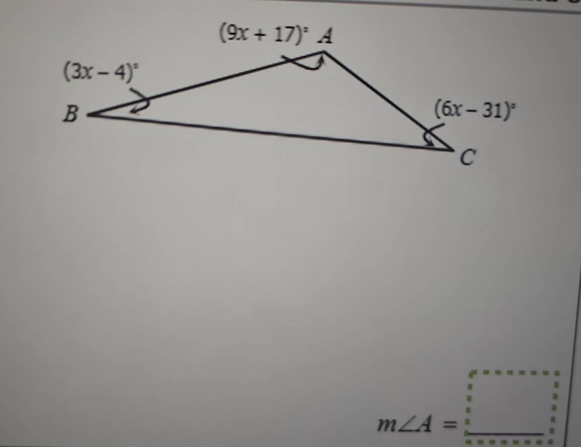 m∠ A=beginarrayr frac (2°°)