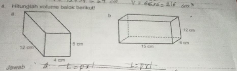 Hitungiah volume balok berikut! 
a 
Jawab