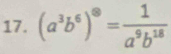 (a^3b^6)^otimes = 1/a^9b^(18) 