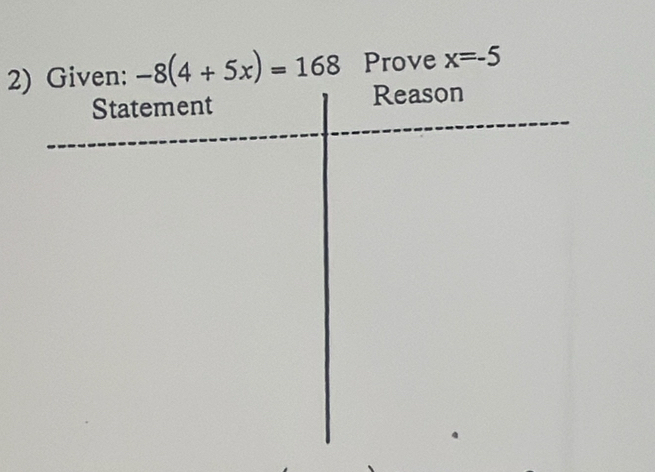 Prove x=-5