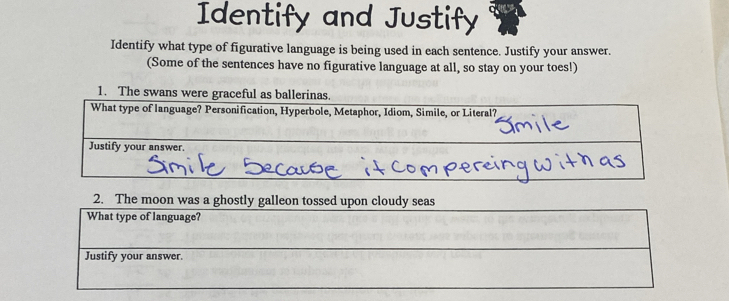 Solved: Identify and Justify Identify what type of figurative language ...
