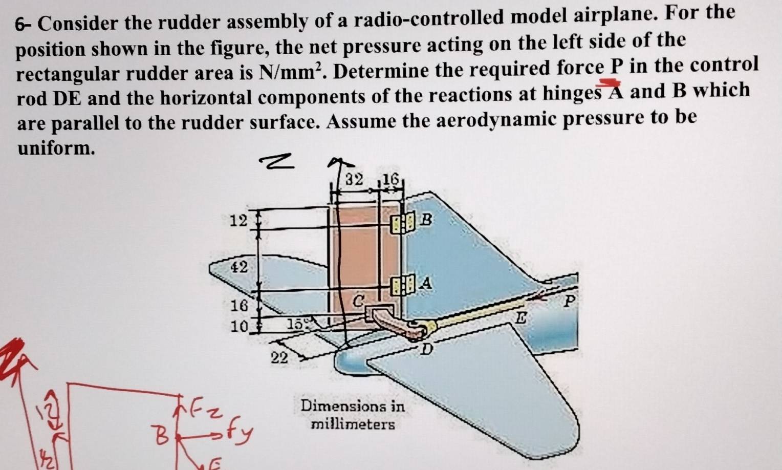 Solved: 6- Consider the rudder assembly of a radio-controlled model ...