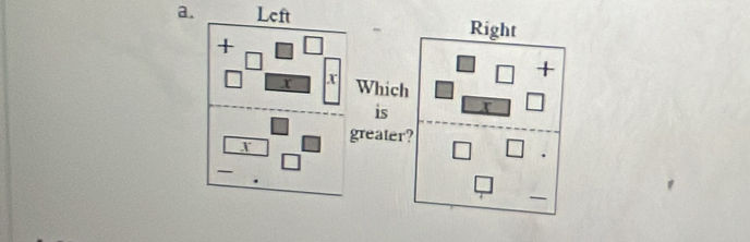 Left Right 
+ 
+
x X Which 
is I 
greater?