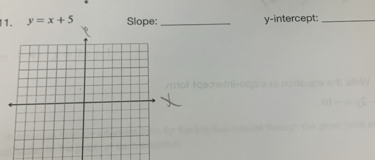 y=x+5 Slope: _y-intercept:_ 
o