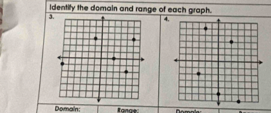 Solved: ldentify the domain and range of each graph. 3. 4 Domain: Ranae ...