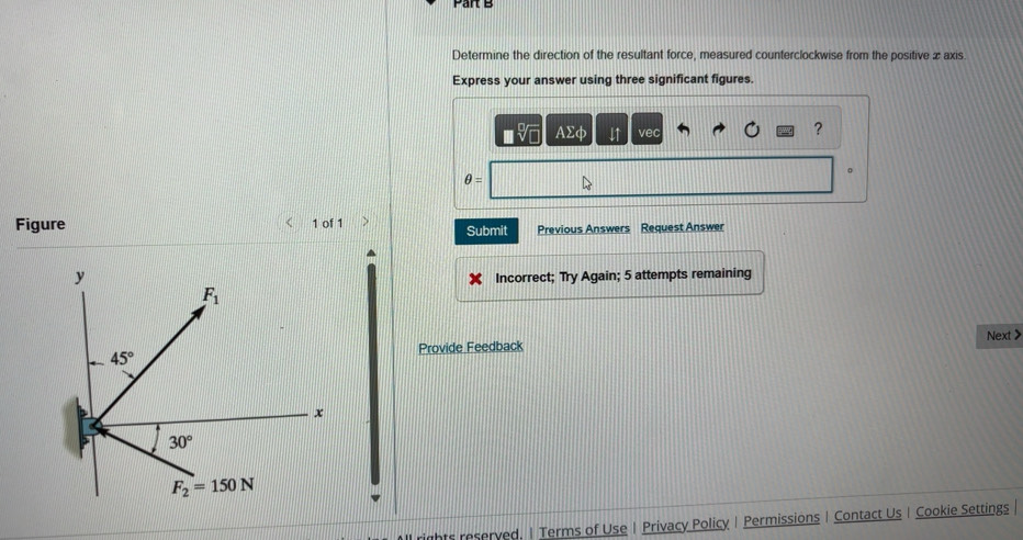 Solved: Determine the direction of the resultant force, measured ...