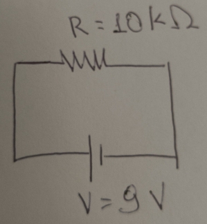 R=10kOmega
v=9v