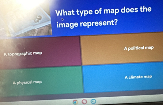 Solved: What type of map does the image represent? A topographic map A ...
