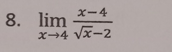 limlimits _xto 4 (x-4)/sqrt(x)-2 