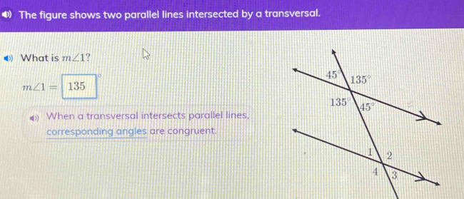 Solved: The figure shows two parallel lines intersected by a ...