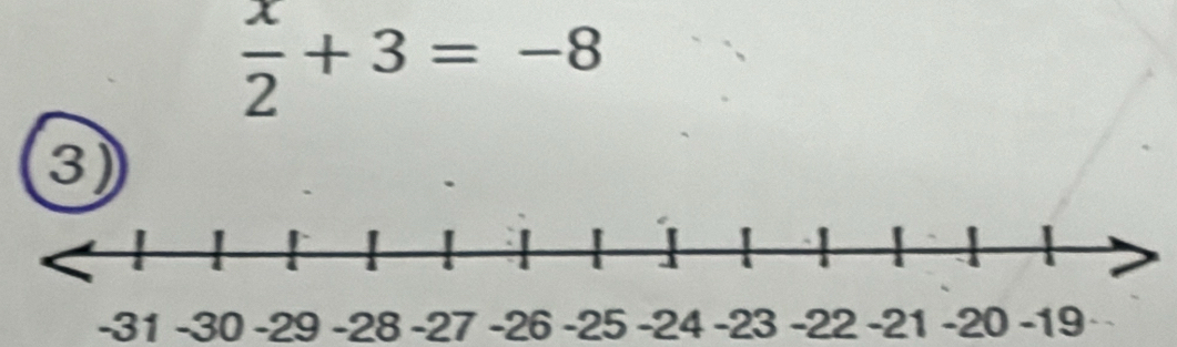  x/2 +3=-8
3)
-31 -30 -29 -28 -27 -26 -25 -24 -23 -22 -21 -20 -19