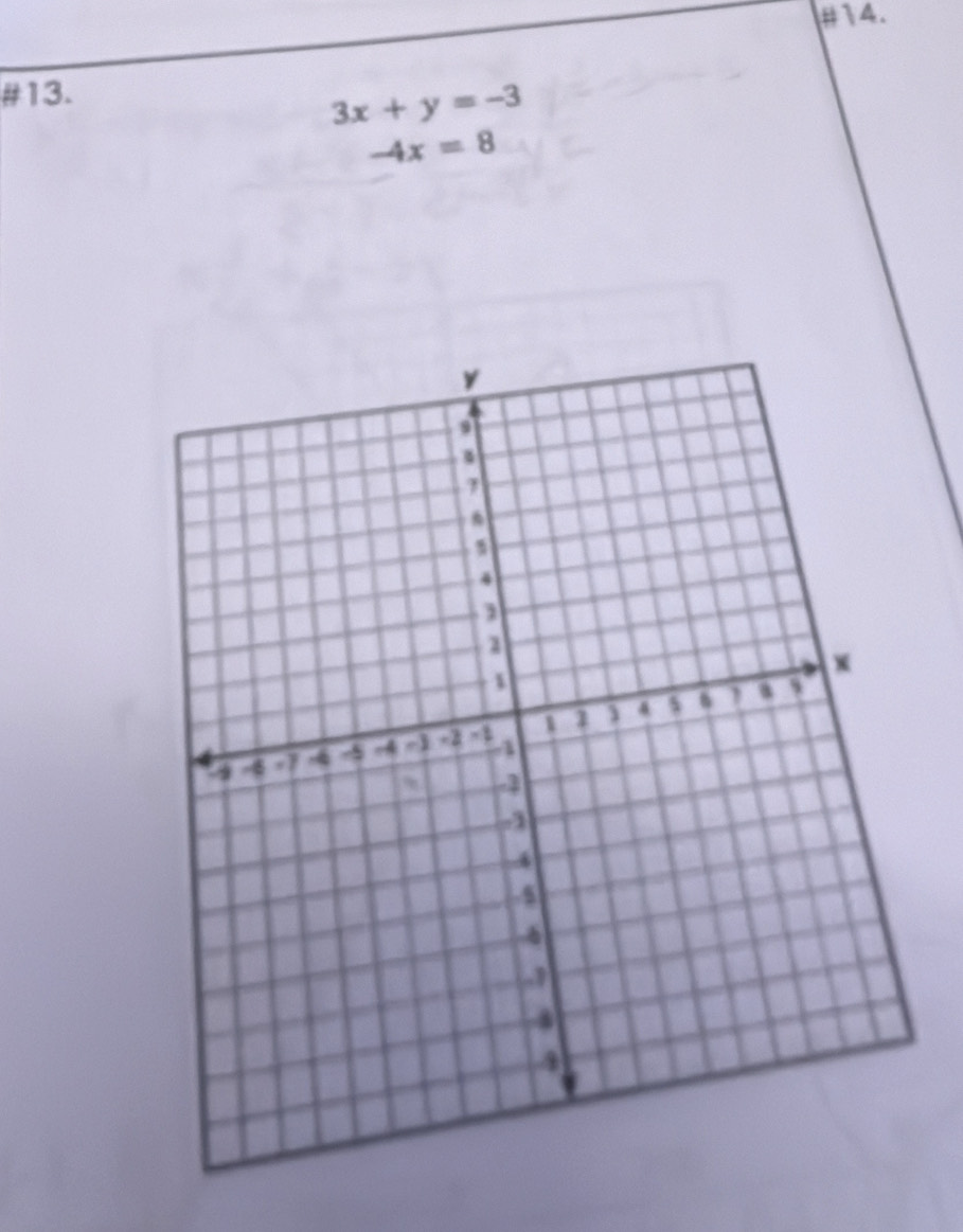 #14. 
#13.
3x+y=-3
-4x=8