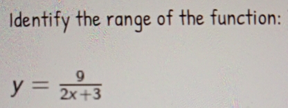 Identify the range of the function:
y= 9/2x+3 