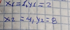 x_1=1. y_1=2
x_2=4, y_2=8