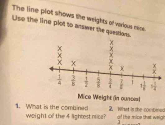Solved: The line plot shows the weights of various mice. Use the line ...