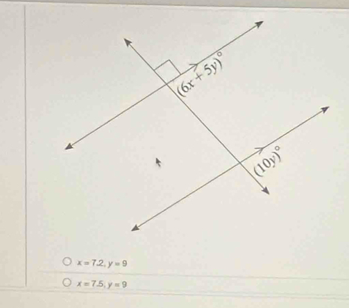 x=7.2,y=9
x=7.5,y=9