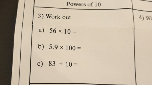 Powers of 10
W