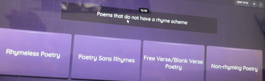 Solved: 0687 3770 11/45 Poems that do not have a rhyme scheme Rhymeless ...