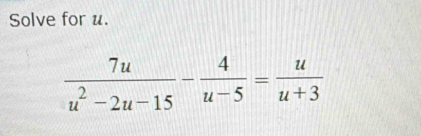 Solve for u.