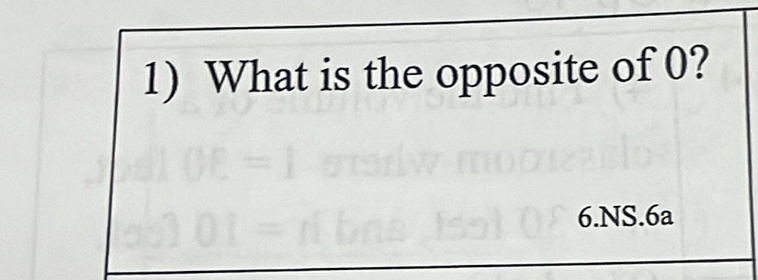 What is the opposite of 0? 
6.NS.6a