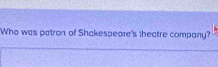 Who was patron of Shakespeare's theatre company?