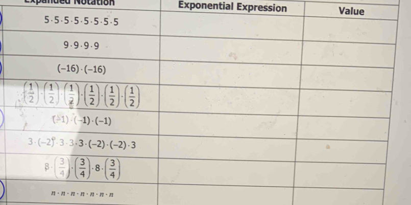 a nd  d Motation Exponential Expression Va