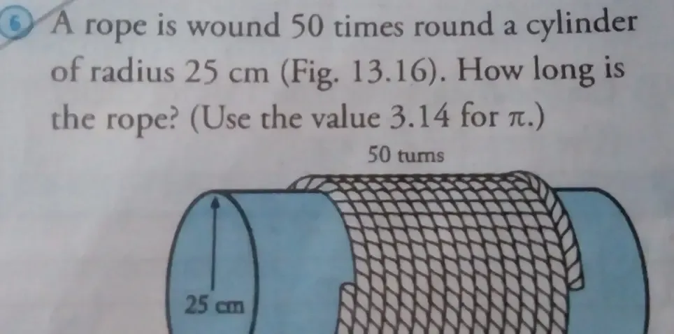 Solved: A rope is wound 50 times round a cylinder of radius 25 cm (Fig ...