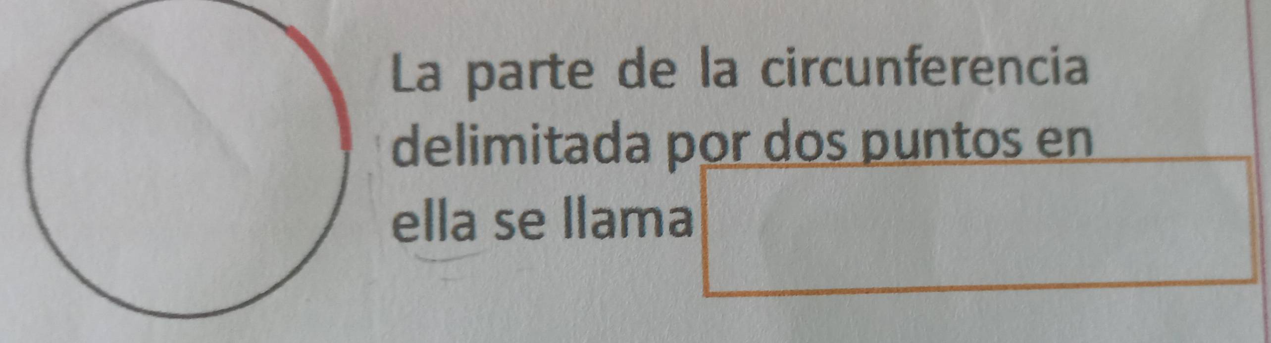 La parte de la circunferencia 
delimitada por dos puntos en 
ella se llama