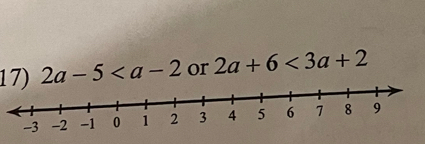 2a-5 or 2a+6<3a+2