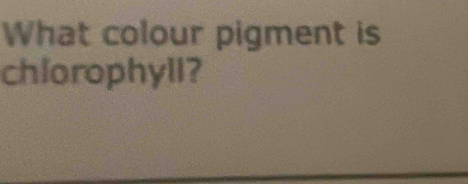 What colour pigment is 
chlorophyll?