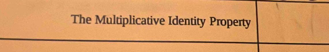 The Multiplicative Identity Property