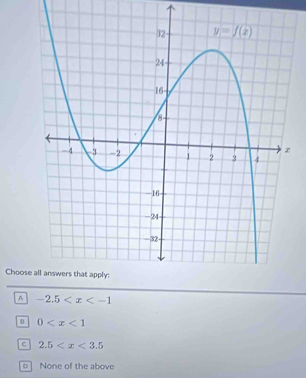 Choos
A -2.5
B 0
C 2.5
D None of the above