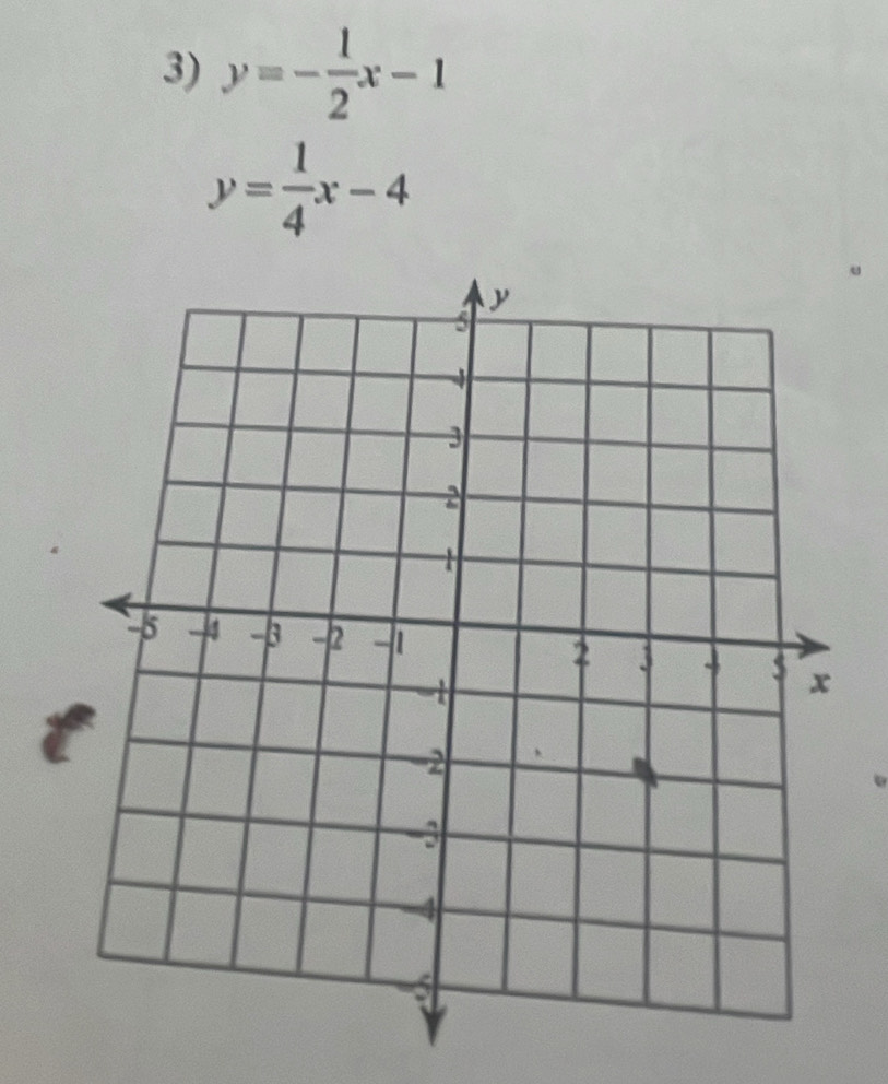 y=- 1/2 x-1
y= 1/4 x-4
u