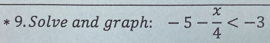 Solve and graph: -5- x/4 