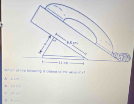 A 2 cm
B 10 cm
C 20 cn
D. 6 cn