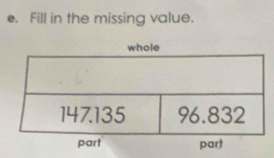 Fill in the missing value. 
part part