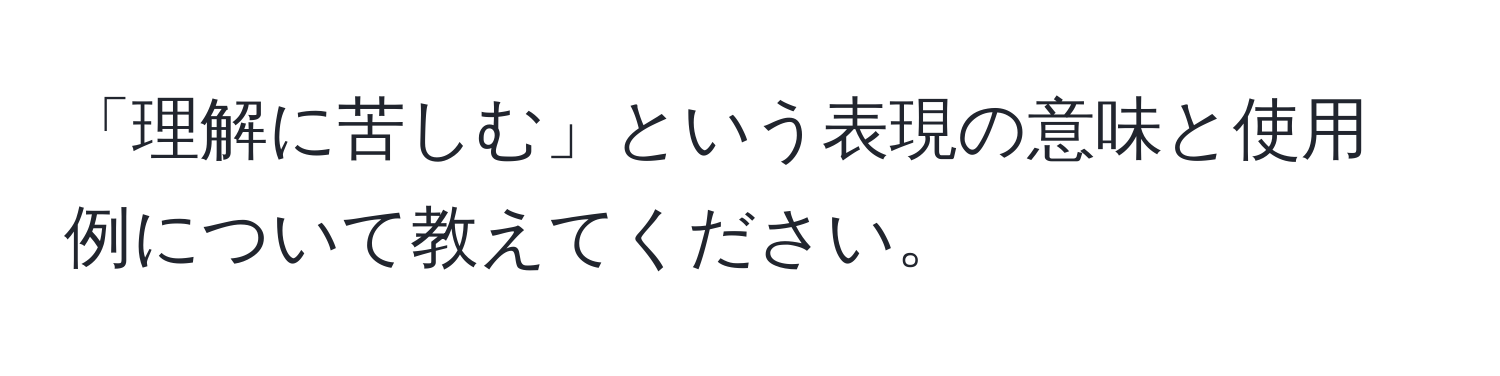 「理解に苦しむ」という表現の意味と使用例について教えてください。