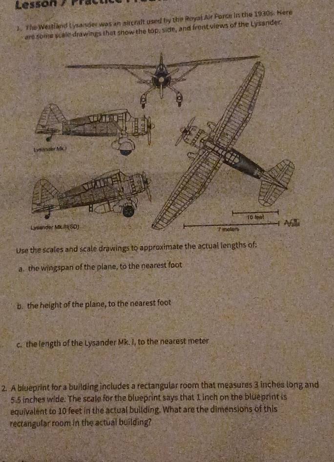 Solved: Lesson / Prac 1. The Westland Lysander was an aircralt used by ...