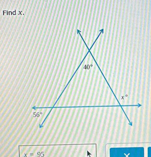 Find x.
x=95