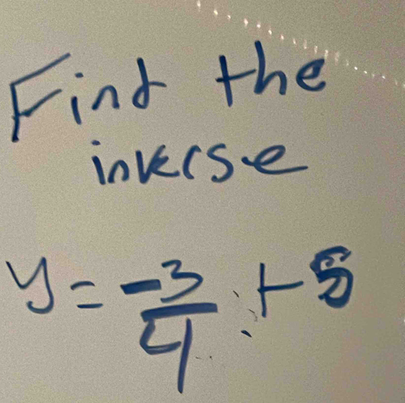 Find the 
invrse
y= (-3)/4 +5